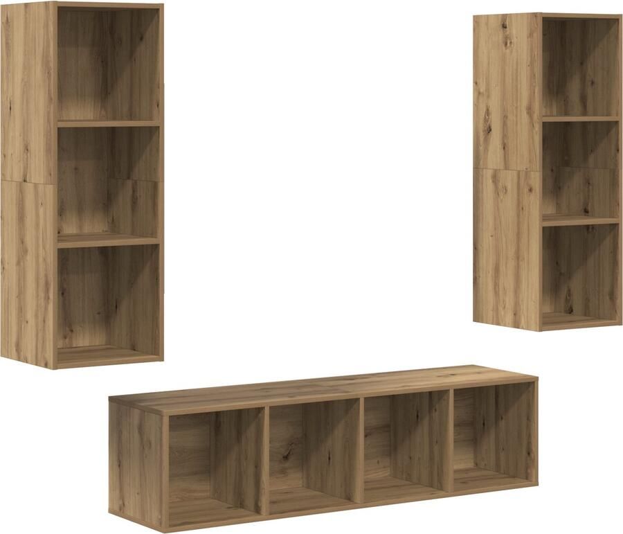 VidaXL Tv-meubelset 3 pcs artisanaal eikenkleurig 37 x 37 x 142.5 cm