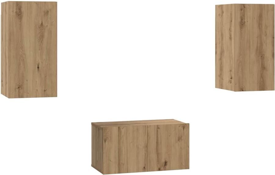 VidaXL Tv-meubelset 3 pcs artisanaal eikenkleurig 60 x 30 x 30 cm