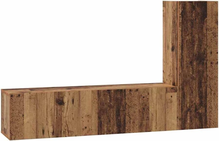 VidaXL Tv-meubelset met plank Wandgemonteerd met opslag met de deur 3 pcs Oud hout 160 x 30 x 30 cm
