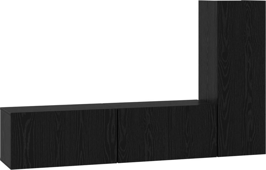 VidaXL Tv-meubelset 3 pcs Zwart eiken 160 x 30 x 30 cm Bewerkt hout