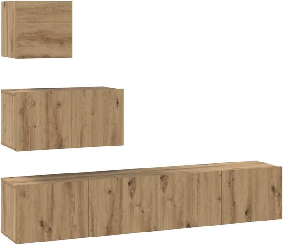 VidaXL Tv-meubelset 4 pcs artisanaal eikenkleurig 80 x 30 x 30 cm