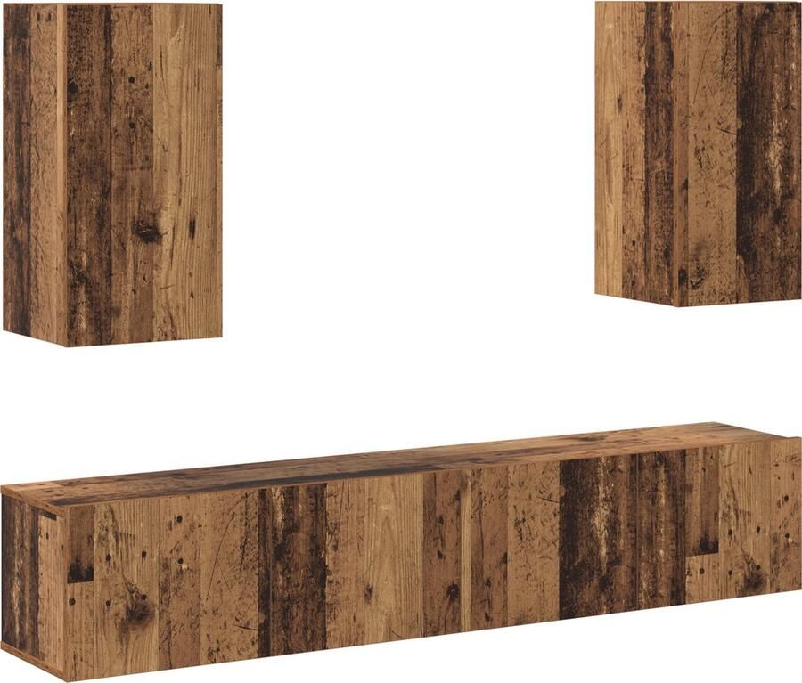 VidaXL Tv-meubelset 4 pcs Oud hout 160 x 30 x 30 cm Bewerkt hout