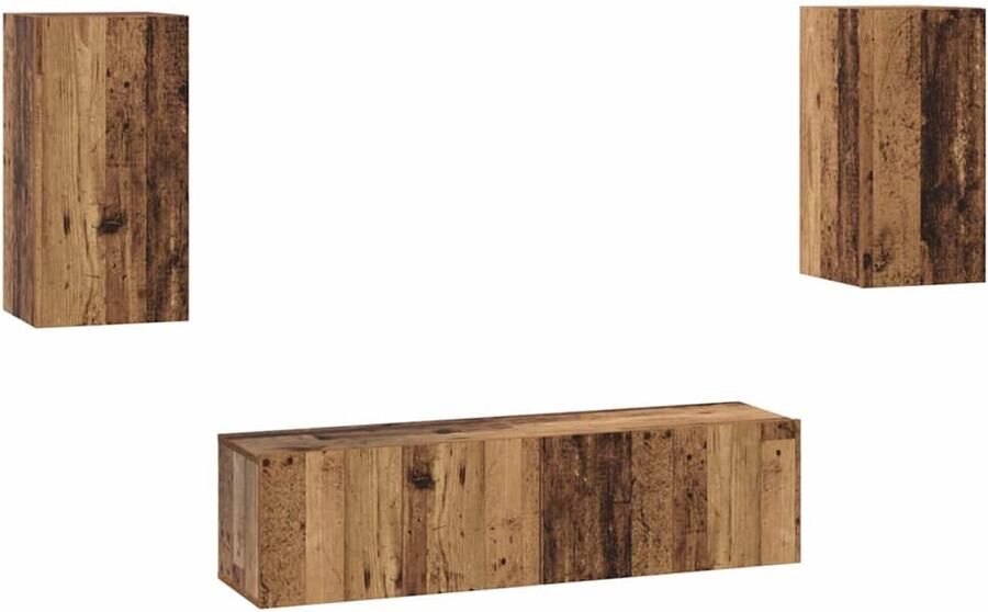 VidaXL Tv-meubelset 4 pcs Oud hout 30 5 x 30 x 60 cm Bewerkt hout