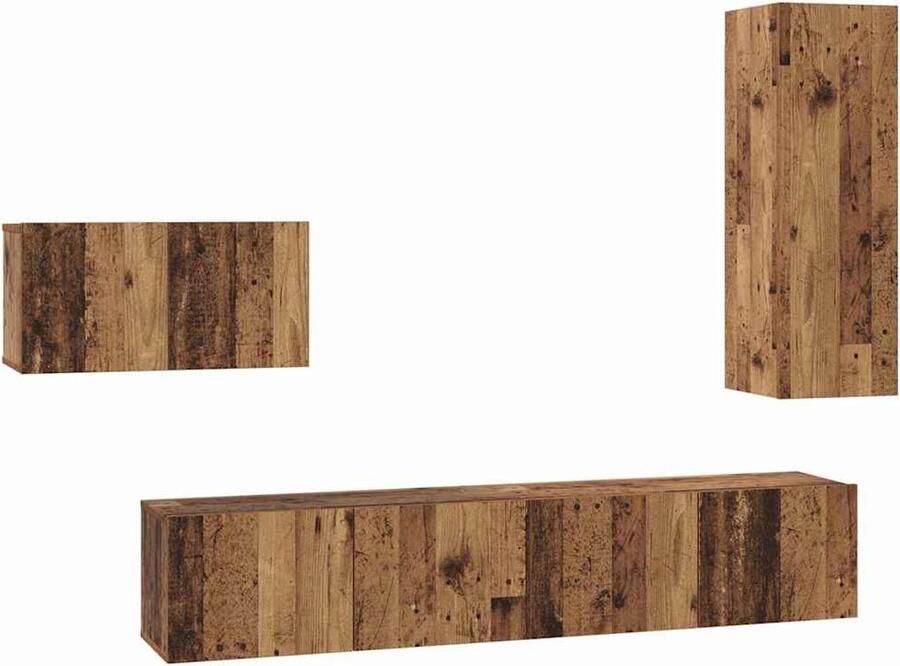 VidaXL Tv-meubelset 4 pcs Oud hout 30.5 x 30 x 90 cm Bewerkt hout
