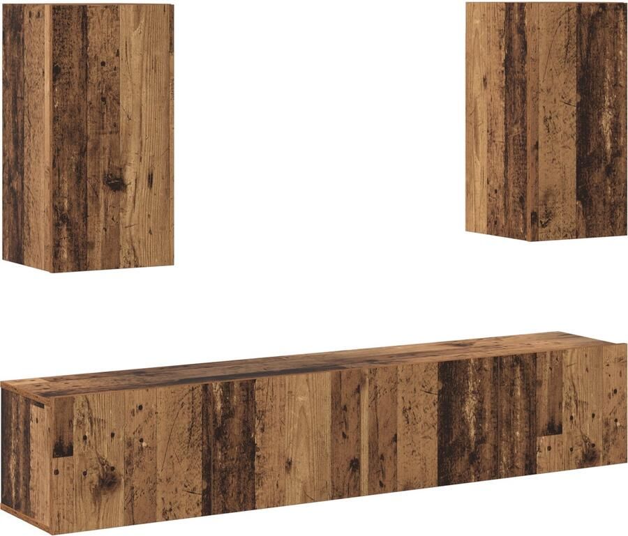 VidaXL Tv-meubelset 4 pcs Oud hout 80 x 30 x 30 cm Bewerkt hout - Foto 2
