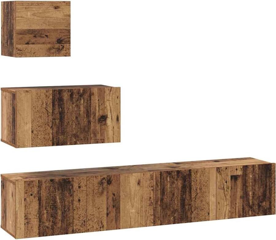 VidaXL Tv-meubelset 4 pcs Oud hout 80 x 30 x 30 cm Bewerkt hout