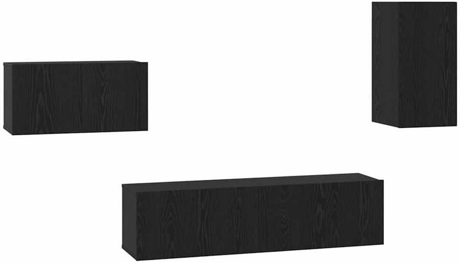 VidaXL Tv-meubelset met plank Anders met opslag 4 pcs Zwart eikenhout 30 5 x 30 x 60 cm