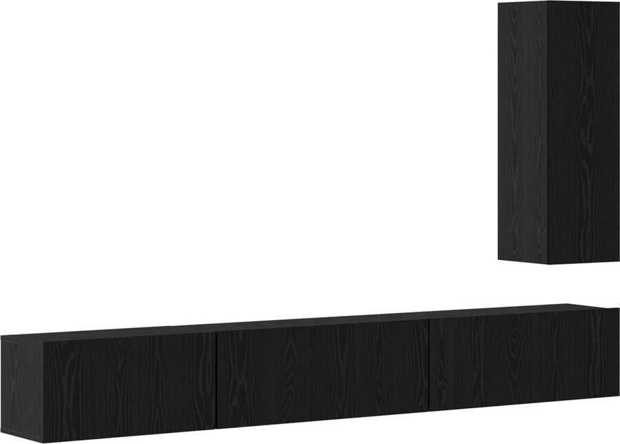 VidaXL Tv-meubelset met plank Anders met opslag 4 pcs Zwart eikenhout 30.5 x 30 x 90 cm