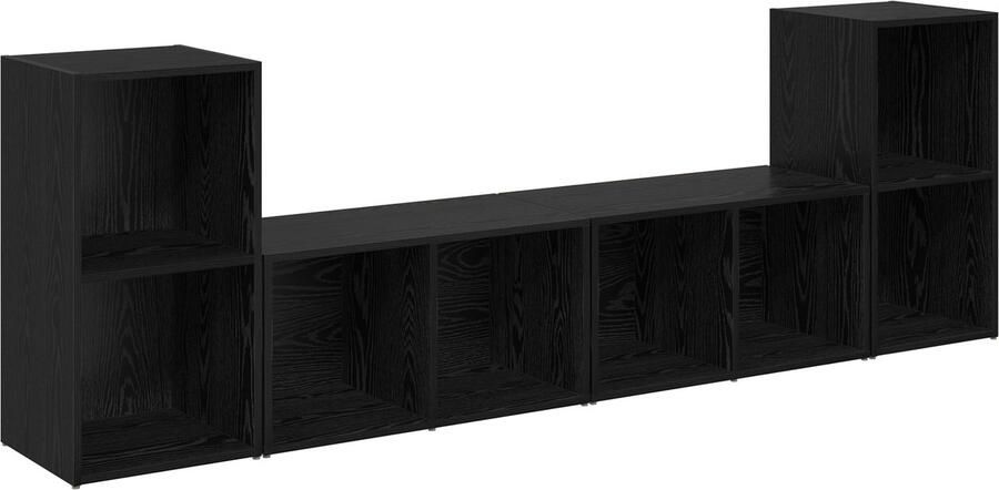 VidaXL Tv-meubelset met plank met opslag 4 pcs Zwart eikenhout 72 x 35 x 36.5 cm