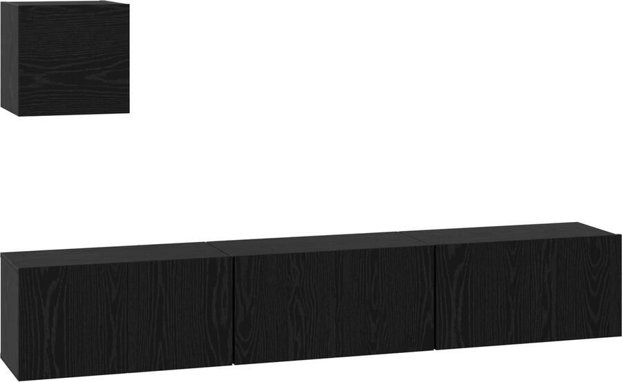 VidaXL Tv-meubelset 4 pcs Zwart eiken 60 x 30 x 30 cm Bewerkt hout