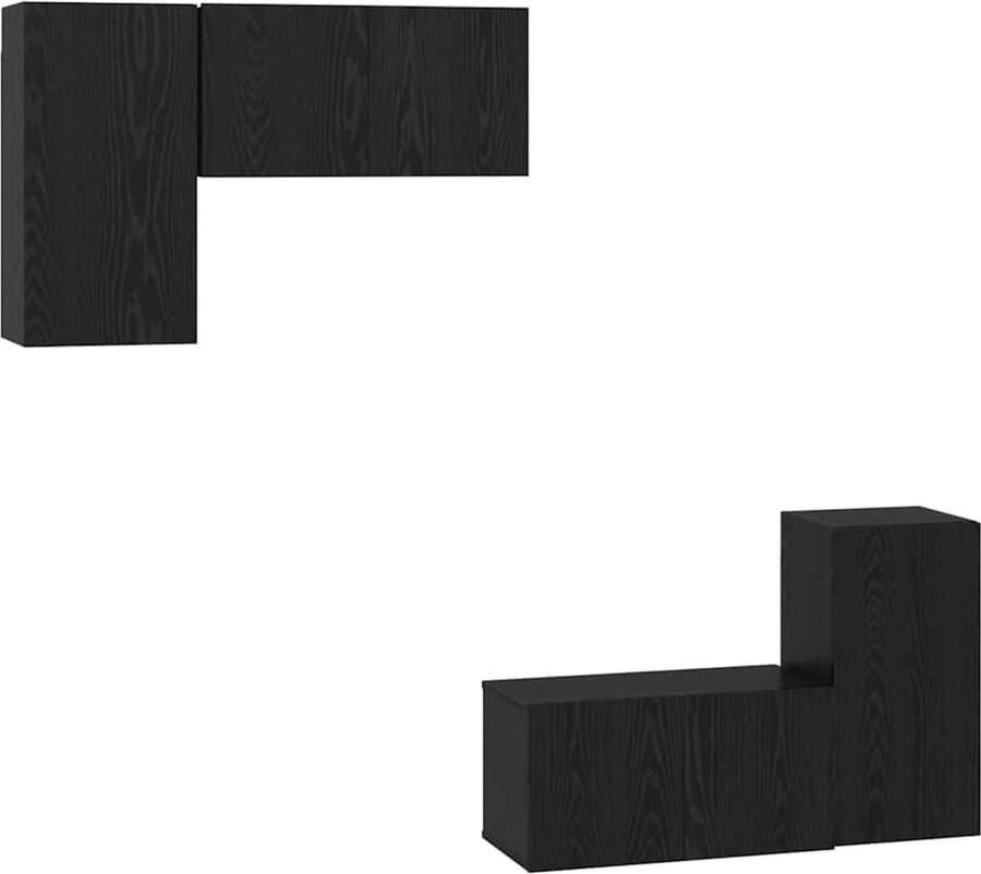 VidaXL TV-kast met plank met opslag met de deur 4 pcs Zwart eikenhout 60 x 30 x 30 cm