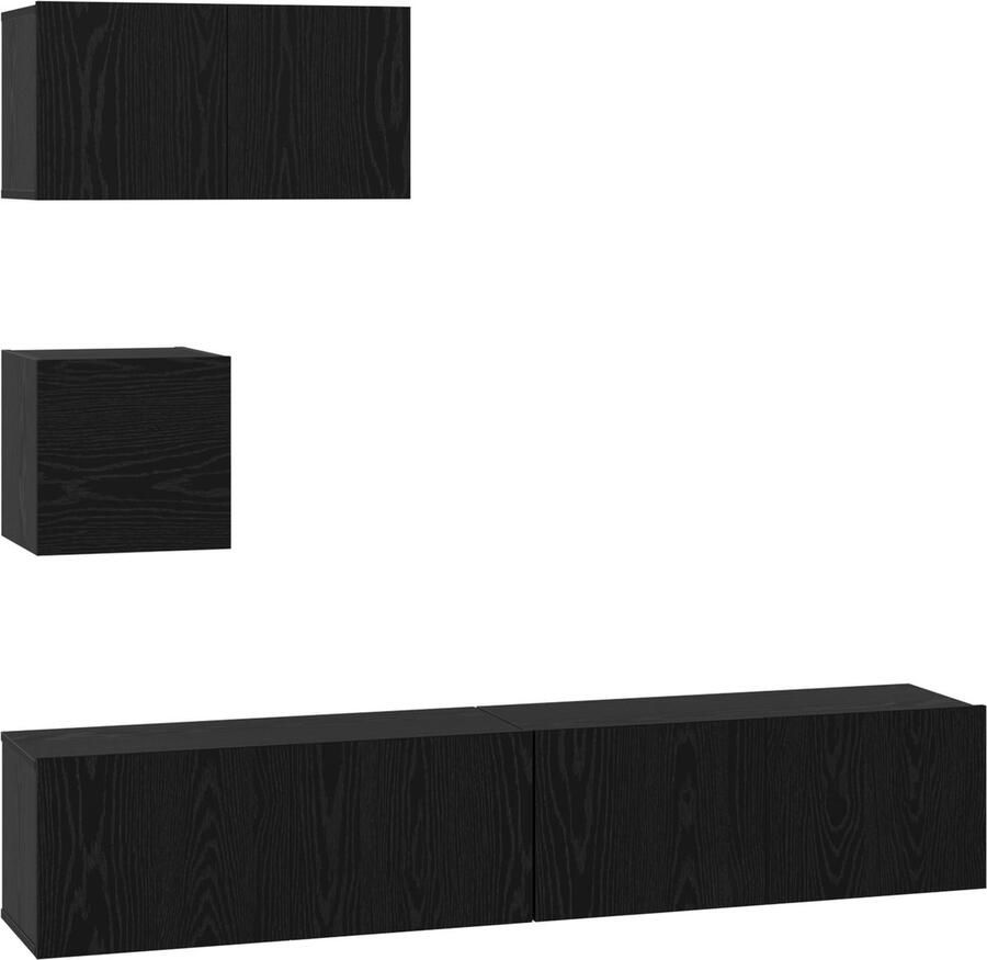 VidaXL Tv-meubelset 4 pcs Zwart eiken 80 x 30 x 30 cm Bewerkt hout