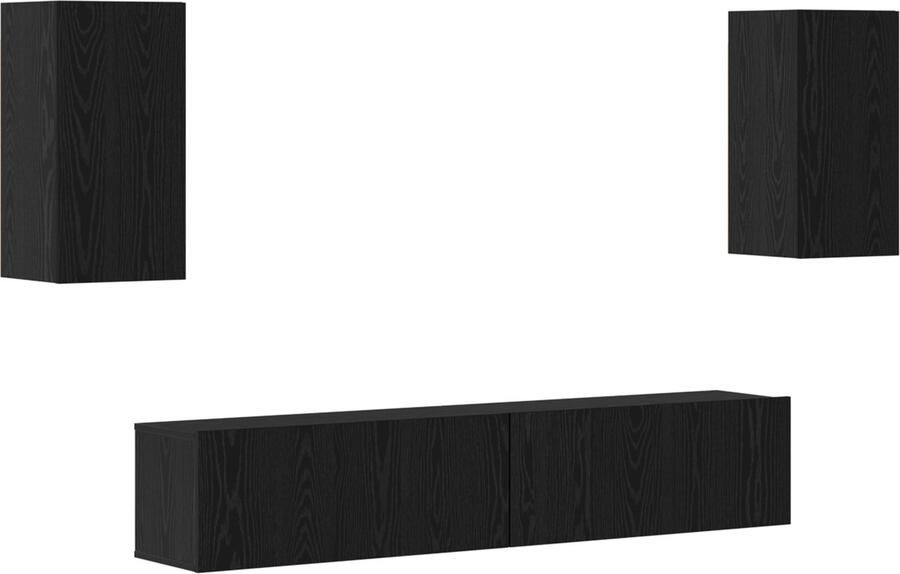 VidaXL Tv-kastenset met plank met opslag 4 pcs Zwart eikenhout 80 x 30 x 30.5 cm