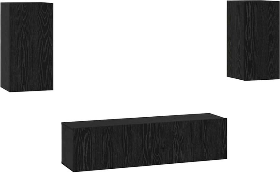 VidaXL Tv-meubelset 4 pcs Zwart eikenhout Medium 60 x 30 x 30 cm
