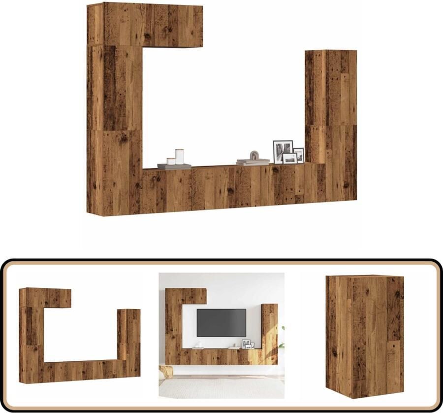 VidaXL Tv-meubelset 5-delig Oud hout Wandmontage Tv-meubelset Tv-meubelsets Tv-kast Hifi-kast