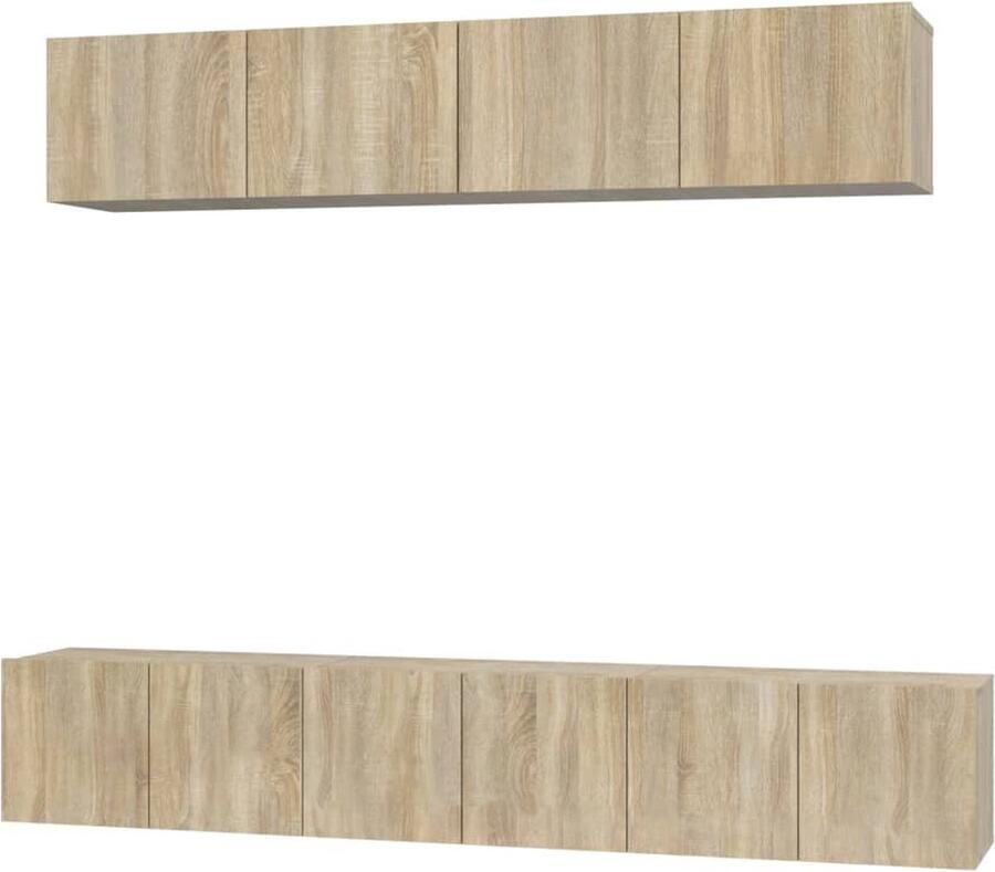 VidaXL Tv-meubelset 5-delig Sonoma Eiken Hout TV Meubel Salontafel Houten Meubilair Tv Stand Mediastand Bruine Meubelen Woonkamer Decoratie Opslagruimte