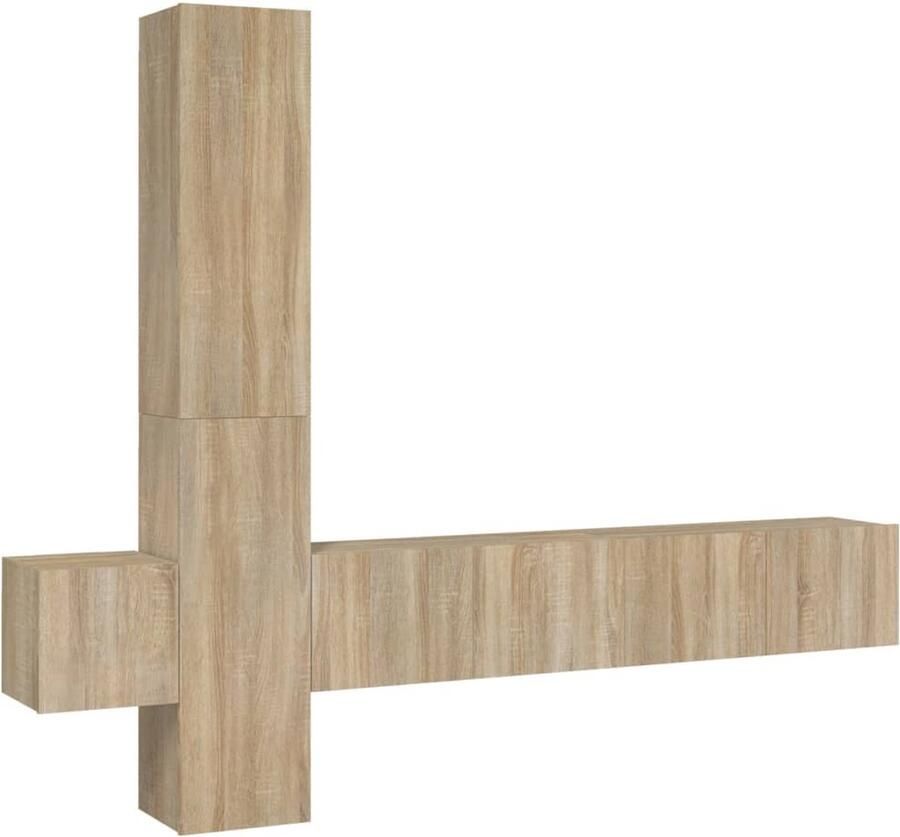 VidaXL Tv-meubelset 5-delig Sonoma eiken Televisieserie Salontafel Houten Kast Bruine Kast Wandmontage Sonoma Eiken