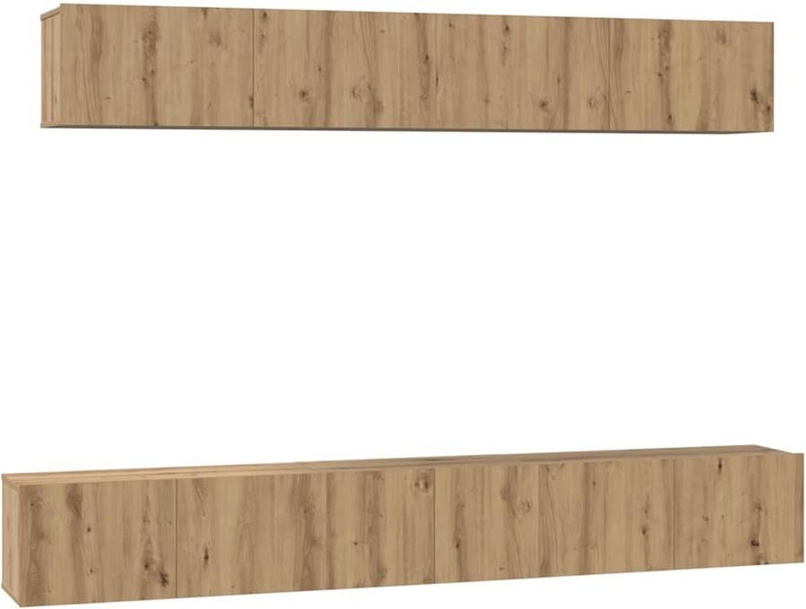 VidaXL Tv-meubelset met plank Wandgemonteerd met opslag met de deur 5 pcs artisanaal eikenkleurig