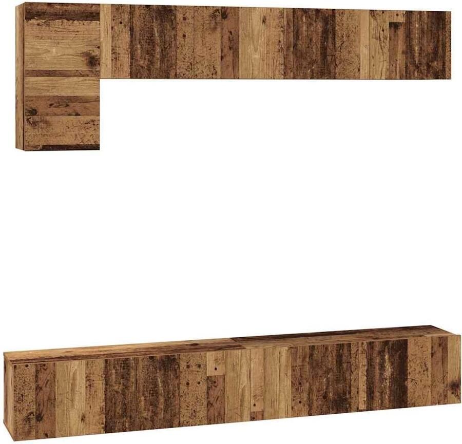VidaXL Tv-meubelset met plank Wandgemonteerd Anders met opslag met de deur 5 pcs Oud hout Medium Bewerkt hout