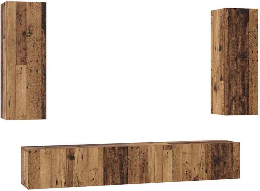 VidaXL Tv-meubelset 4 pcs Oud hout 30.5 x 30 x 90 cm Bewerkt hout