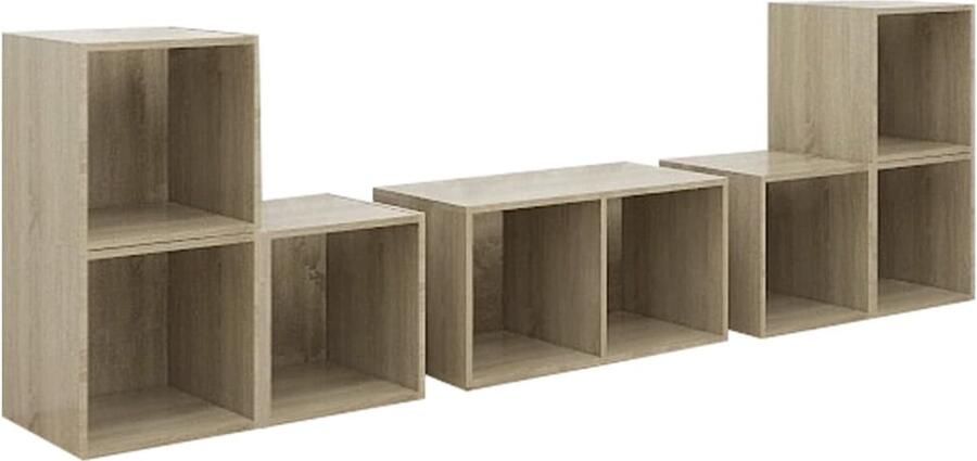 VidaXL Tv-meubelset 6-delig Sonoma Eiken Bewerkt Hout Televisiescherm Salontafel Woonkamer Meubilair Houten Meubelen Bruine Meubelen