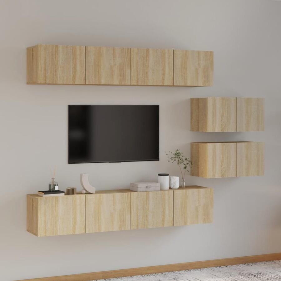 VidaXL Tv-meubelset 6-delig Sonoma eiken Hout Televisieserie Salontafel Kast Houten Meubels Tv Meubel Set