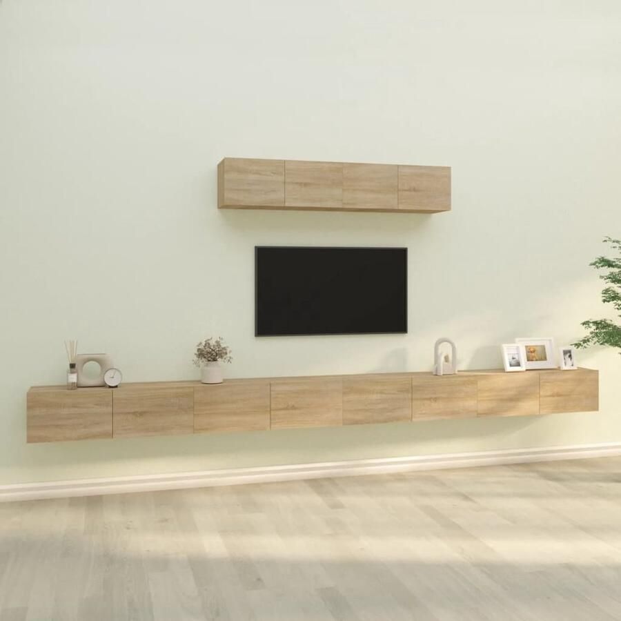 VidaXL Tv-meubelset 6-delig Sonoma Eiken Hout Tv Kast Salontafel Houten Tv Stand Bruine Tv Kast Wandmontage Tv Kast Sonoma Eiken - Foto 2