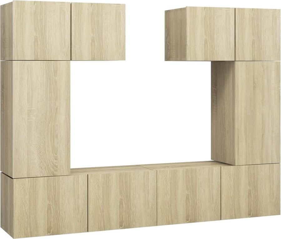 VidaXL Tv-meubelset 6-delig Sonoma eiken Tv Kast Salontafel Woonkamer Meubilair Houten Tv Kast Sonomaplank Bruine Tv Kast Media Kast Wandmontage Tv Stand