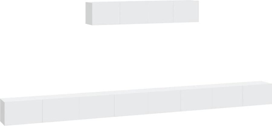 VidaXL Tv-meubelset 6-delig Wit Bewerkt hout Klassieke Televisiekast Tv Kast Wandmontage Houten Tv Meubel Witte Tv Kast Tv Meubels