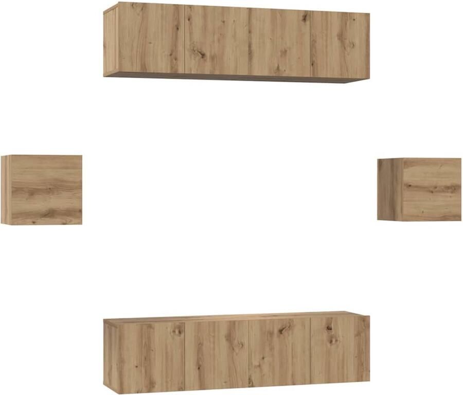VidaXL Tv-meubelset Wandgemonteerd met opslag met de deur 6 pcs artisanaal eikenkleurig