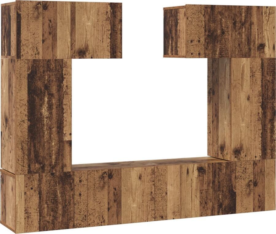 VidaXL Tv-meubelset met plank met opslag met de deur 6 pcs Oud hout 80 x 30 x 30 cm