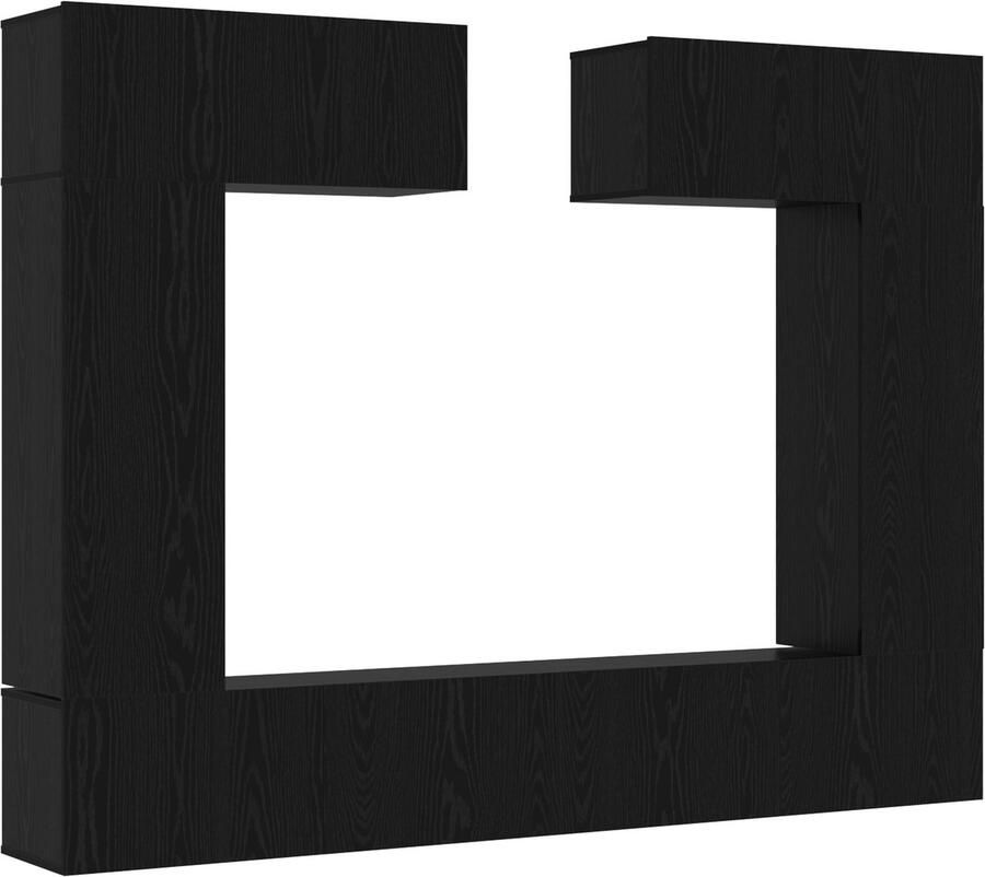 VidaXL 8-delige TV-kastset – Wandgemonteerd in zwart eiken gemaakt van engineered wood