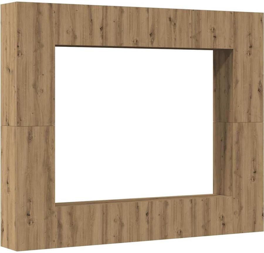 VidaXL 8-delig Tv-meubelset wandmontage bewerkt hout artisanaal eiken