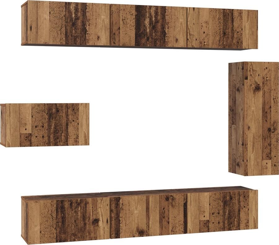 VidaXL Tv-meubelset 8 pcs Oud hout 30.5 x 30 x 90 cm Bewerkt hout