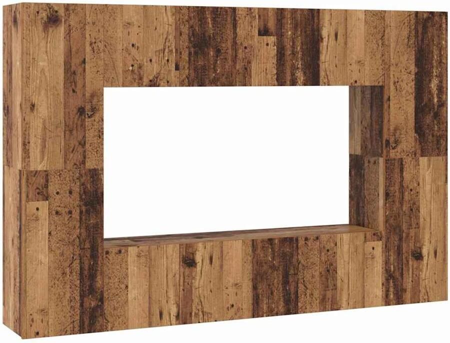 VidaXL Tv-meubelset met plank Wandgemonteerd met opslag met de deur 8 pcs Oud hout 60 x 30 x 30 cm