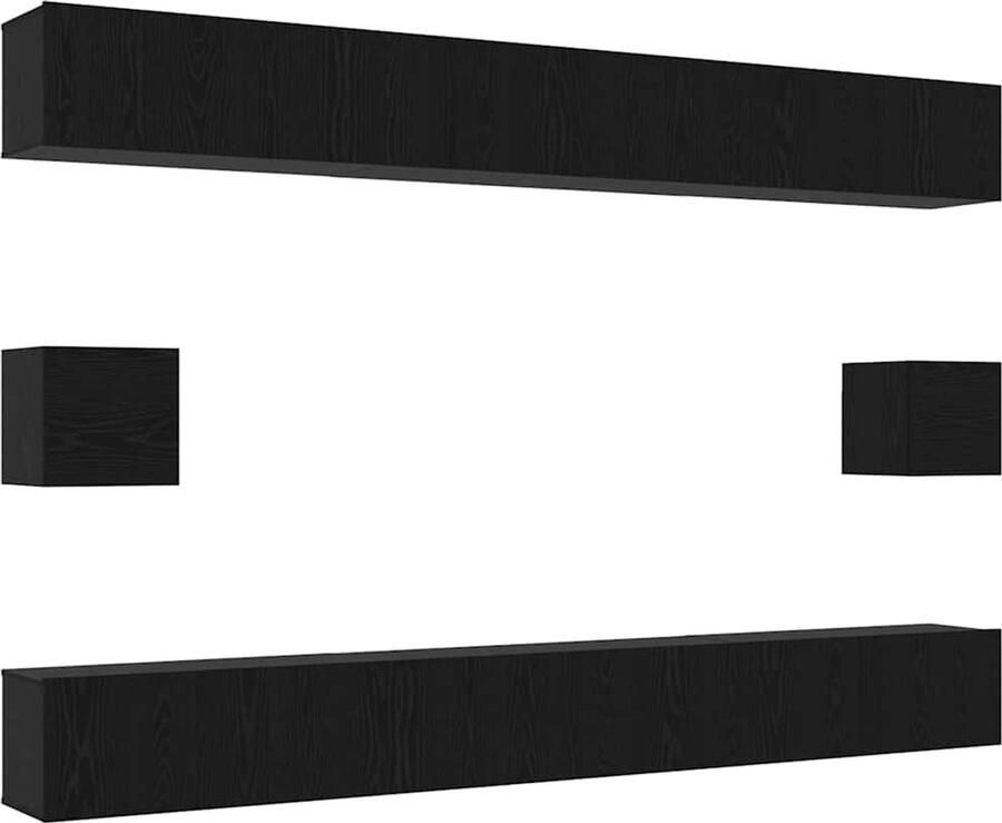 VidaXL Tv-meubelset 8 pcs Zwart eiken 100 x 30 x 30 cm Bewerkt hout
