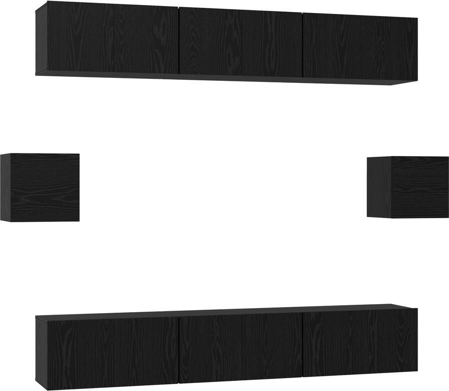 VidaXL Tv-meubelset 8 pcs Zwart eiken 60 x 30 x 30 cm Bewerkt hout