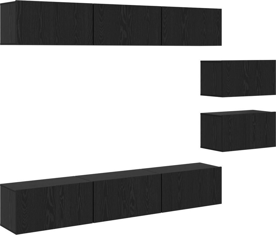 VidaXL Tv-meubelset 8 pcs Zwart eiken 60 x 30 x 30.5 cm Bewerkt hout