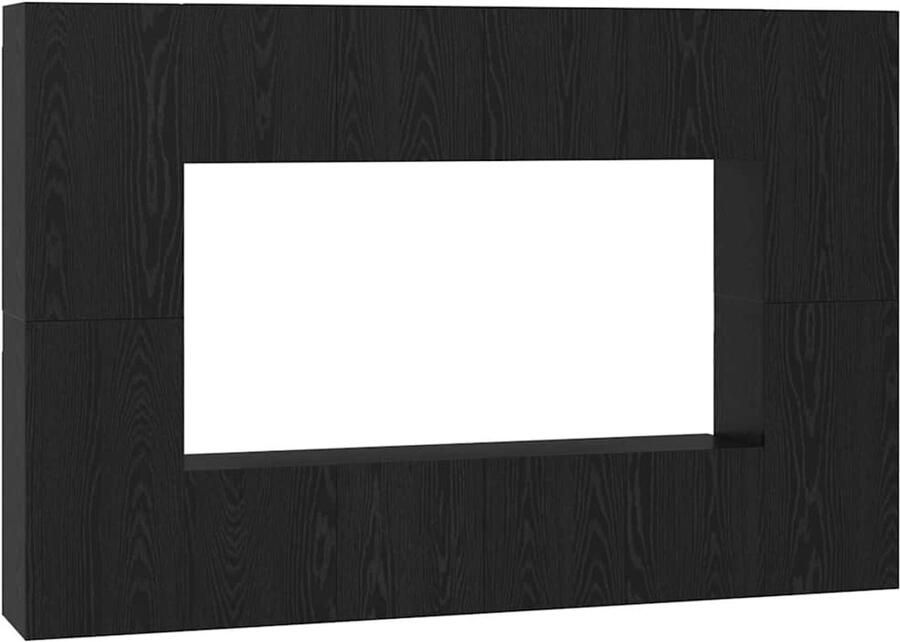 VidaXL Tv-meubelset met plank met opslag 8 pcs Zwart eikenhout 181 x 30 x 120 cm