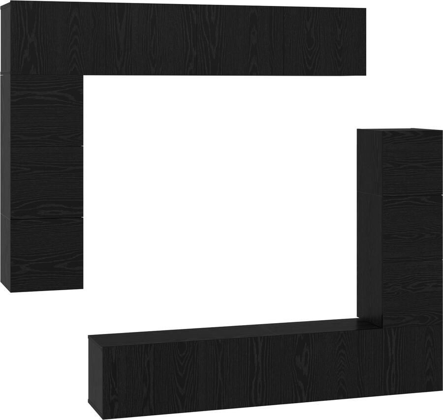VidaXL Tv-meubelset 8 pcs Zwart eiken 80 x 30 x 30 cm Bewerkt hout