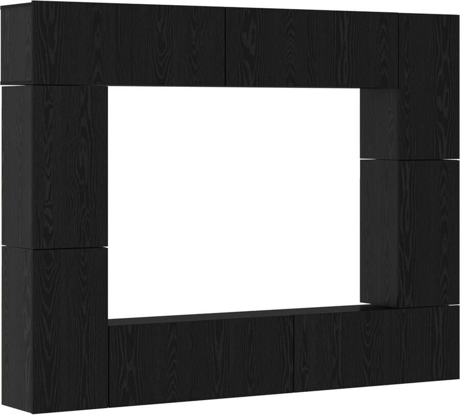 VidaXL Tv-meubelset met plank met opslag 8 pcs Zwart eikenhout 80 x 30 x 30.5 cm