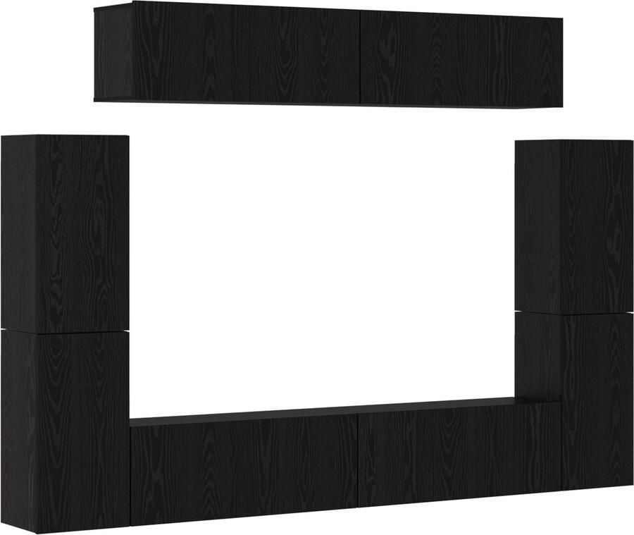 VidaXL Tv-meubelset met plank met opslag 8 pcs Zwart eikenhout 80 x 30 x 30.5 cm