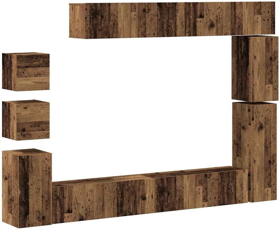 VidaXL Tv-meubelset 9-delig Bewerkte houtlook Tv-meubelset Tv-meubelsets Tv-kast Hifi-kast