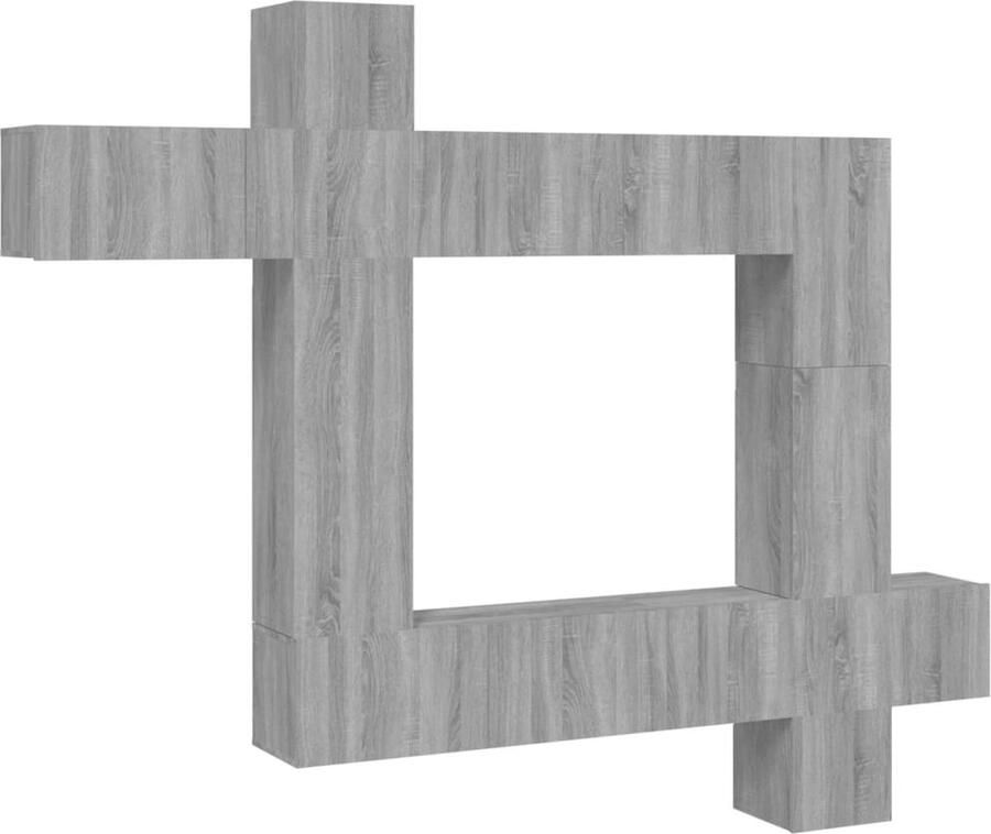VidaXL Tv-meubelset 9-delig Grijs Sonoma Eiken Televisiescherm Kast Tv Tafel Houten Tv Stand Sonoma Eiken Grijze Tv Bankkast Wandtv Unit Opbergkasten Media Shelving