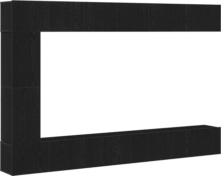VidaXL 7-delige TV-kast Set Muurbevestigd Zwart Eiken Houten Materialen