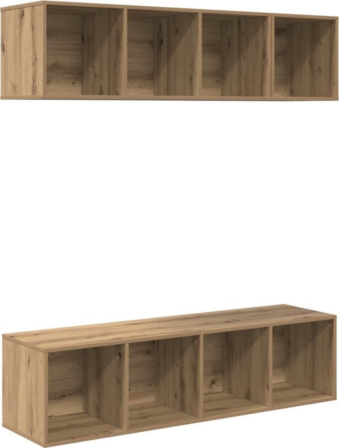 VidaXL Tv-meubelset 3 pcs artisanaal eikenkleurig Bewerkt hout