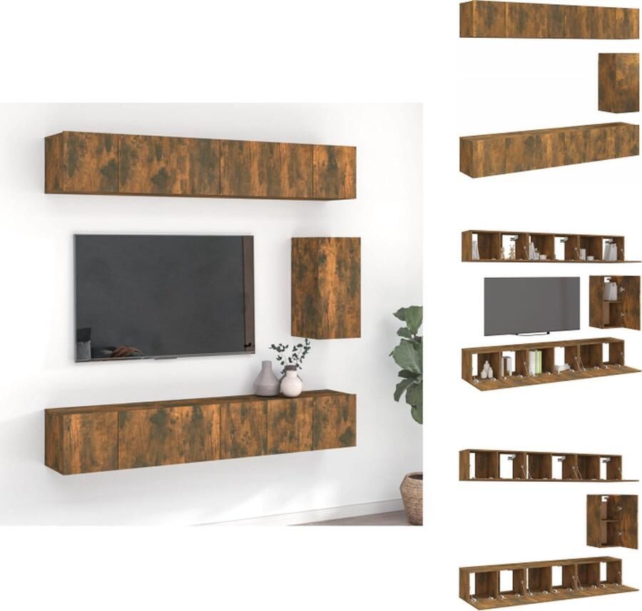 VidaXL Tv-meubelset Classic Bewerkt hout Met 2 deuren Gerookt eiken 60 x 30 x 30 cm Kast