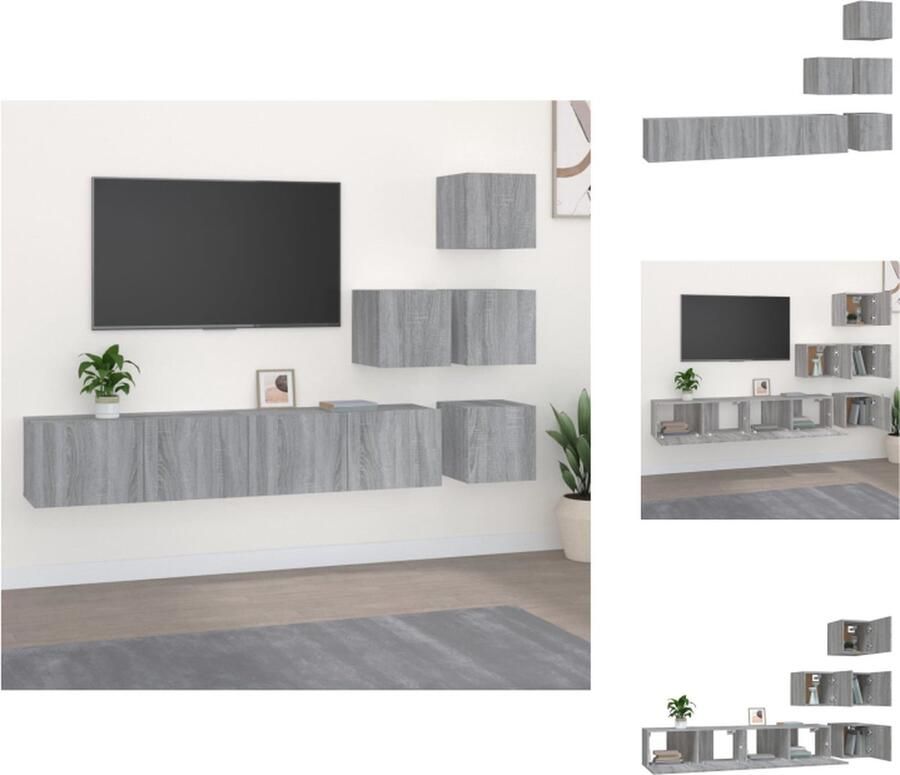 VidaXL Tv-wandmeubel Tv-wandmeubelen Tv-meubel Televisiemeubel Tv-wandmeubel bewerkt hout grijs sonoma eikenkleurig - Foto 2