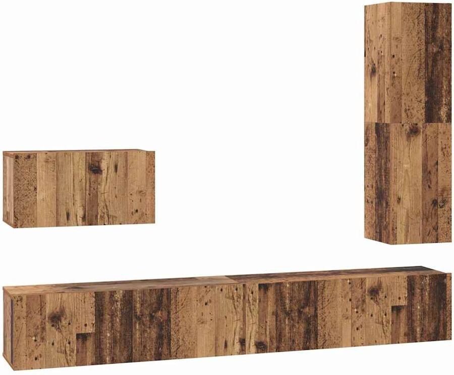 VidaXL Tv-meubelset 4 pcs Oud hout 30 5 x 30 x 110 cm Bewerkt hout