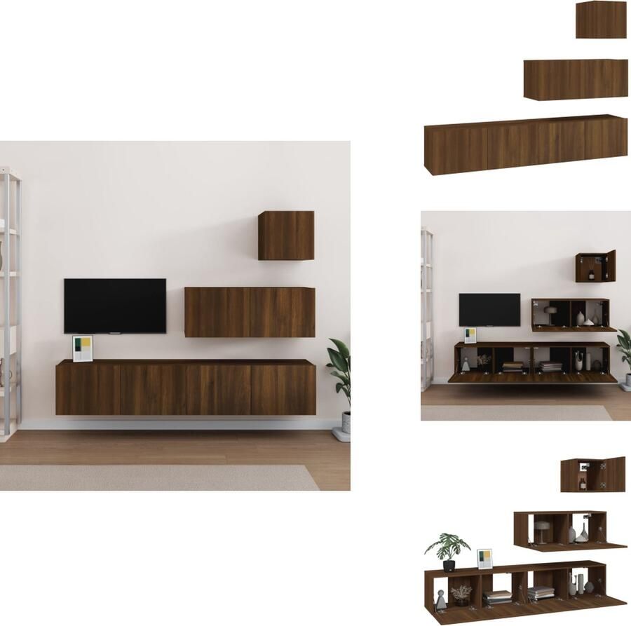 VidaXL Wandmontage TV-meubelset Bruineiken 30.5 x 30 x 30 cm 80 x 30 x 30 cm (B x D x H) Duurzaam en voldoende opbergruimte Kast